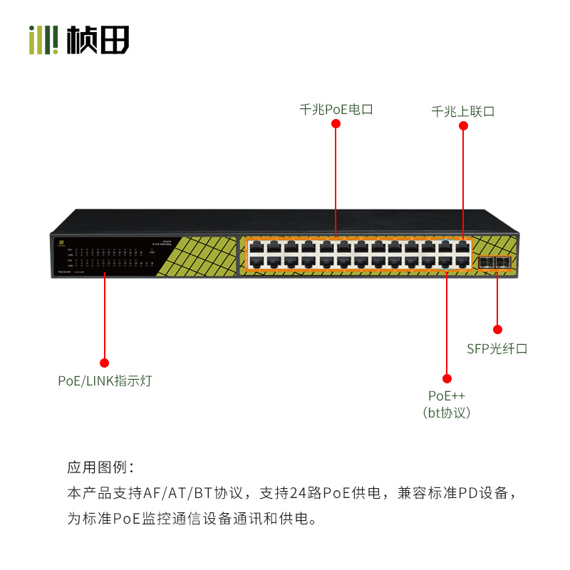 桢田RP1428G6 2光26口全千兆POE交换机