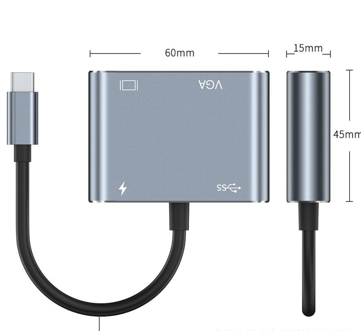 泛亚Typec转hdmi+VGA+pd+usb3.0转换器